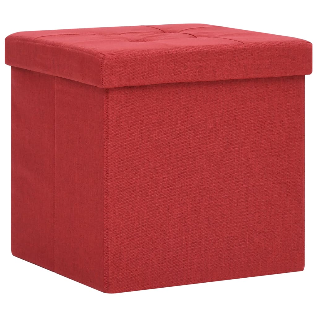 Tabouret de rangement pliable Rouge bordeaux Faux lin - XIOS
