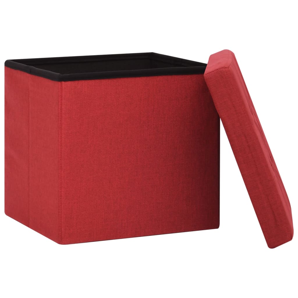Tabouret de rangement pliable Rouge bordeaux Faux lin - XIOS
