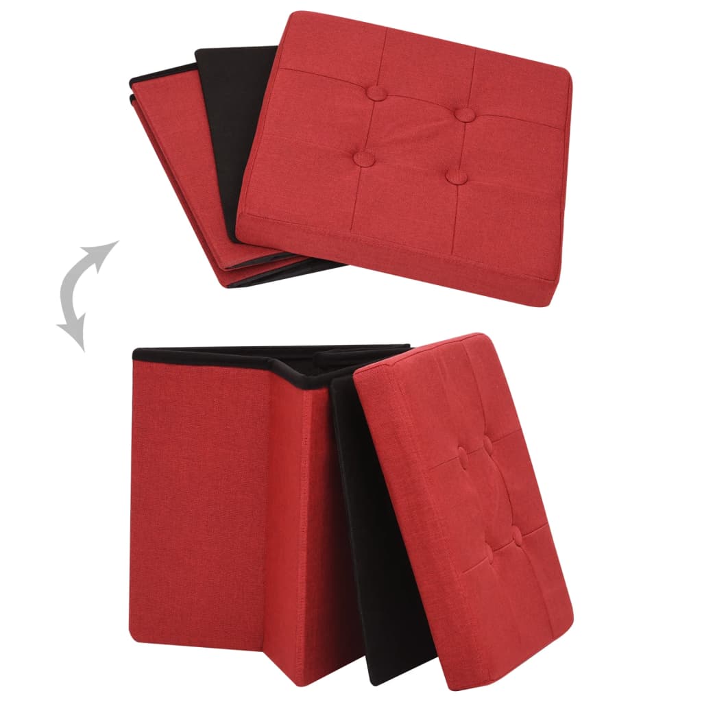 Tabouret de rangement pliable Rouge bordeaux Faux lin - XIOS
