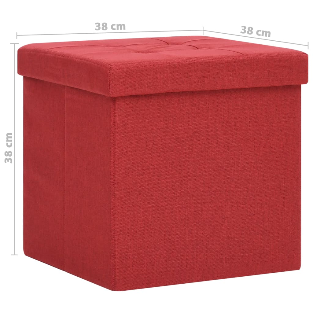 Tabouret de rangement pliable Rouge bordeaux Faux lin - XIOS
