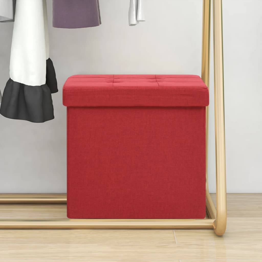 Tabouret de rangement pliable Rouge bordeaux Faux lin - XIOS