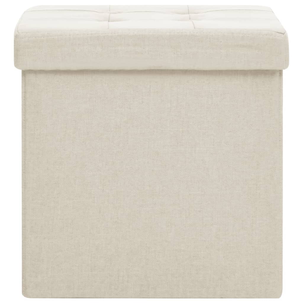 Tabourets de rangement pliables lot de 2 blanc crème Faux lin - XIOS