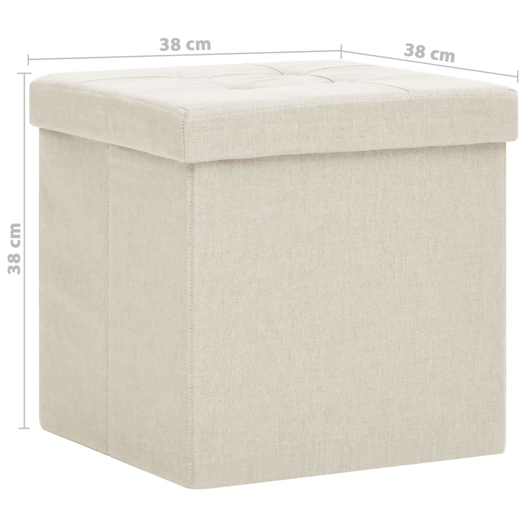 Tabourets de rangement pliables lot de 2 blanc crème Faux lin - XIOS