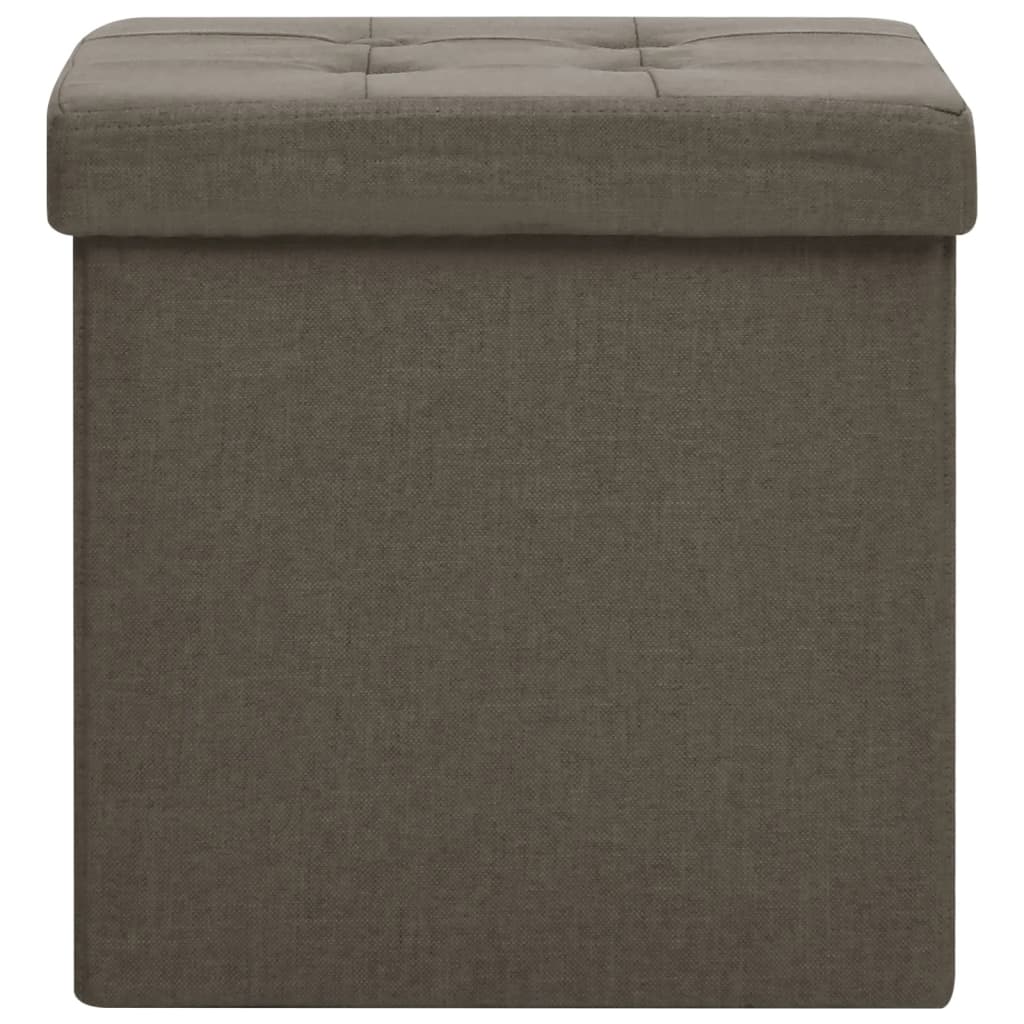 Tabourets de rangement pliables lot de 2 marron faux lin - XIOS