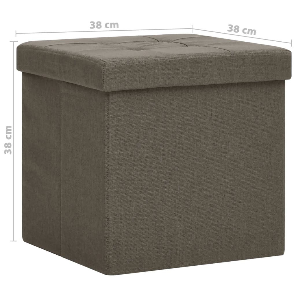Tabourets de rangement pliables lot de 2 marron faux lin - XIOS
