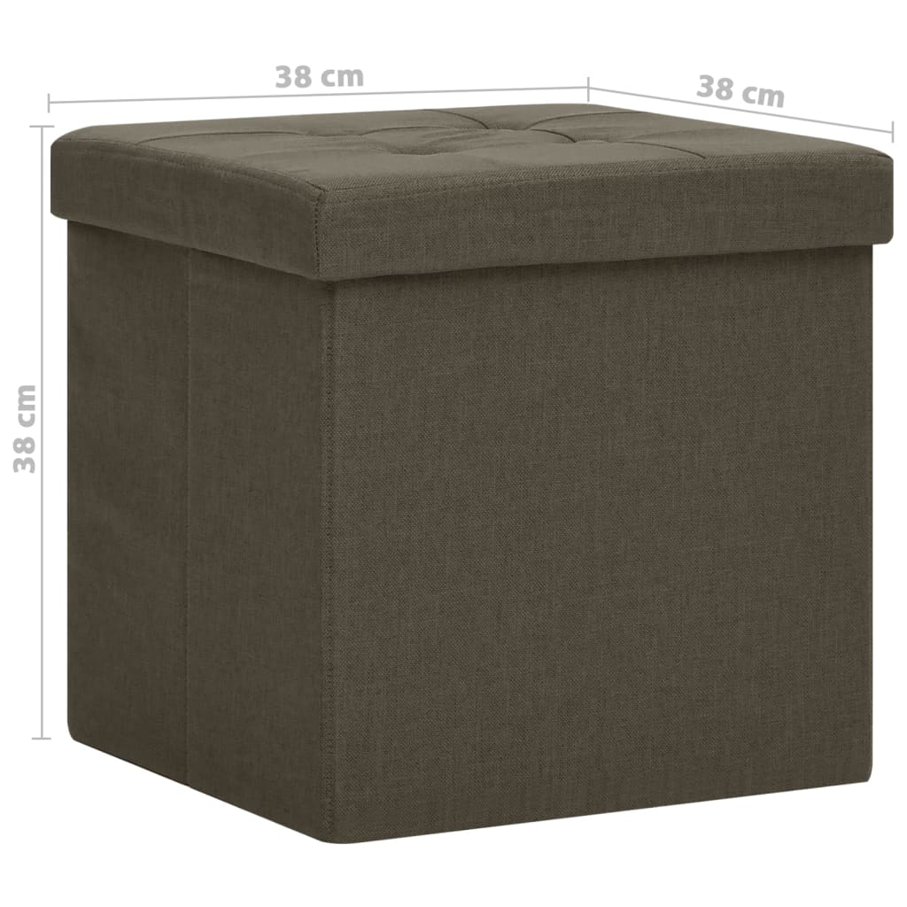 Tabourets de rangement pliables lot de 2 marron foncé faux lin - XIOS