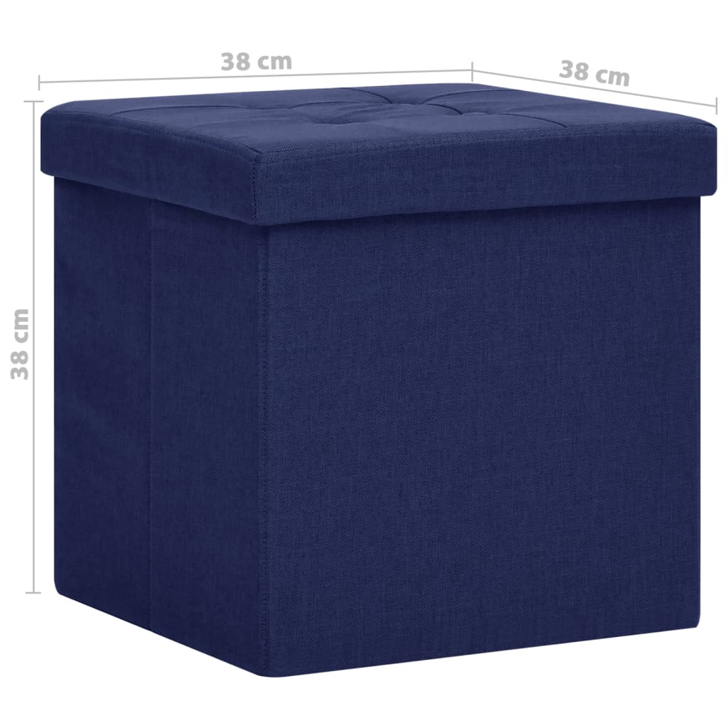 Tabourets de rangement pliables lot de 2 bleu faux lin - XIOS