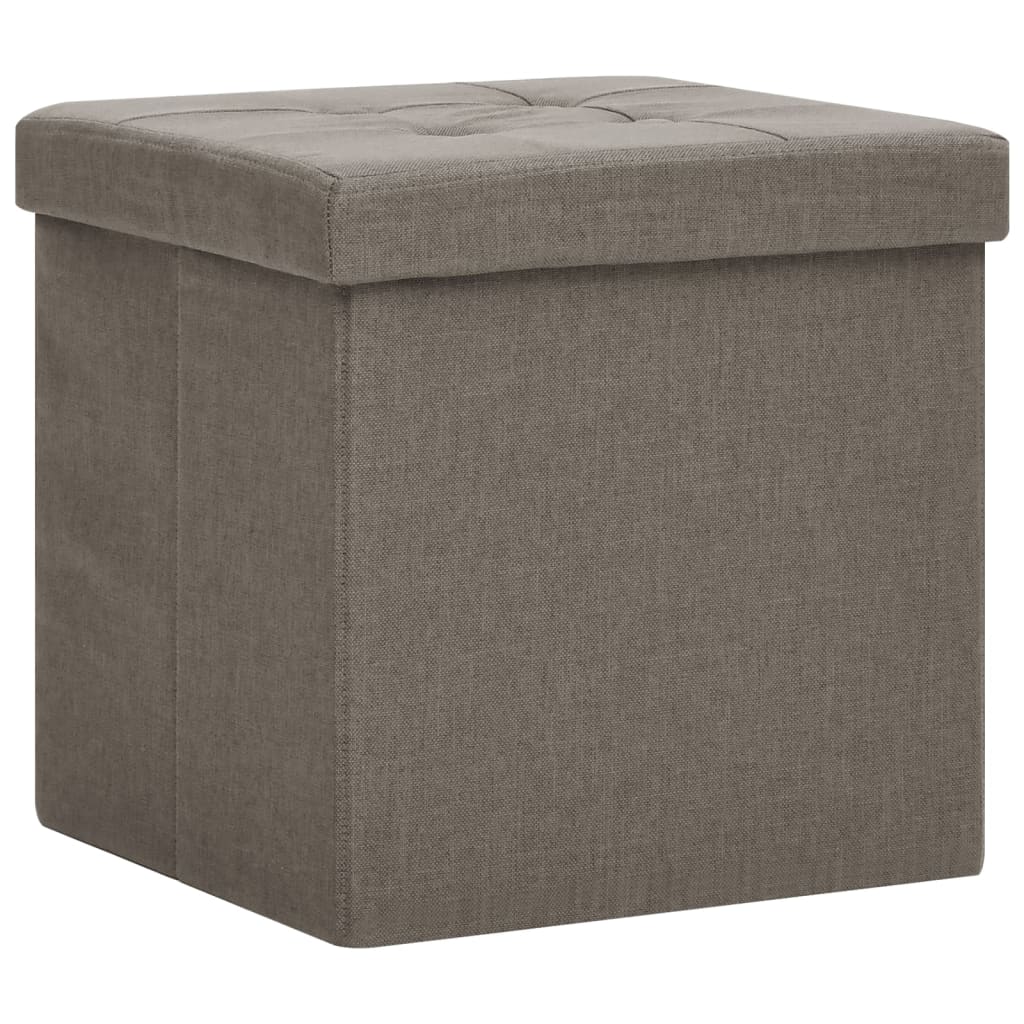 Tabourets de rangement pliables lot de 2 taupe faux lin - XIOS