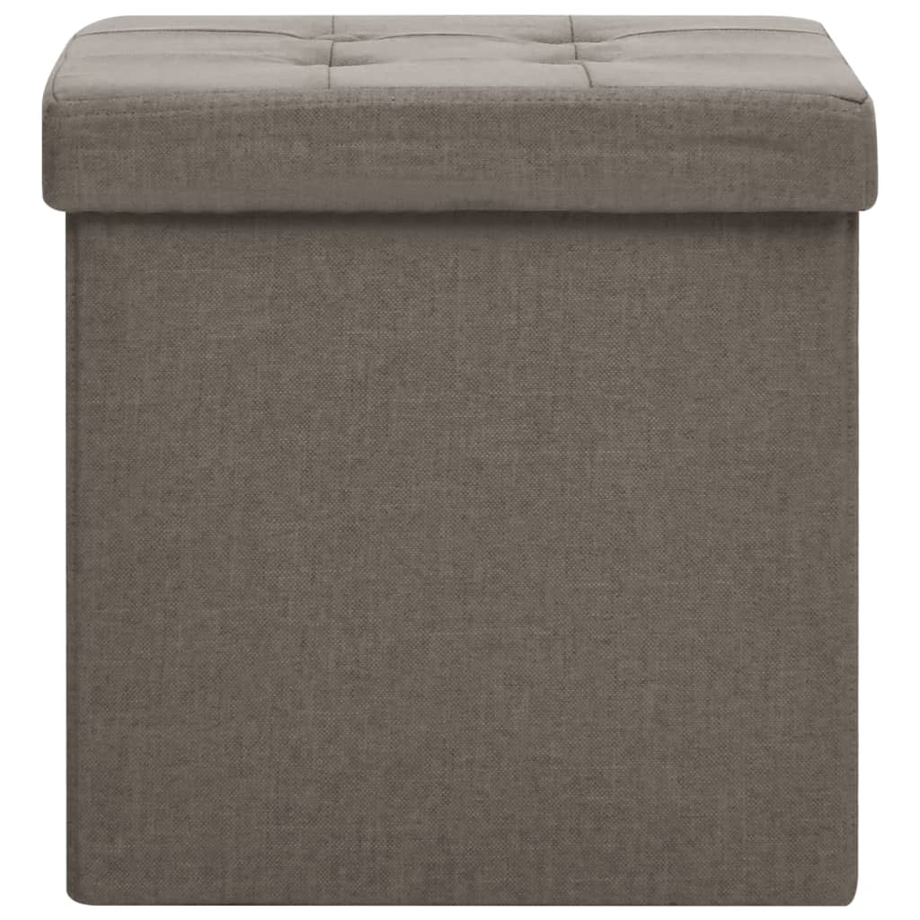 Tabourets de rangement pliables lot de 2 taupe faux lin - XIOS