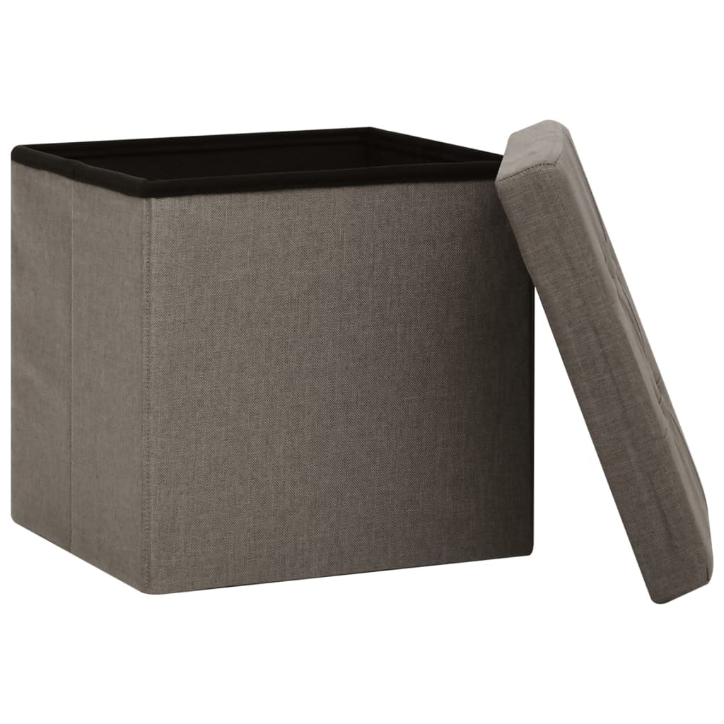 Tabourets de rangement pliables lot de 2 taupe faux lin - XIOS