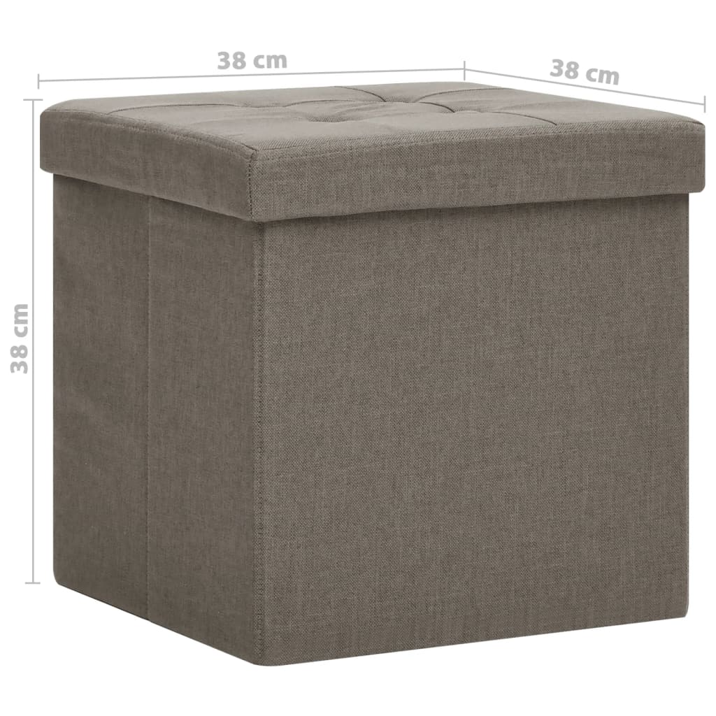 Tabourets de rangement pliables lot de 2 taupe faux lin - XIOS