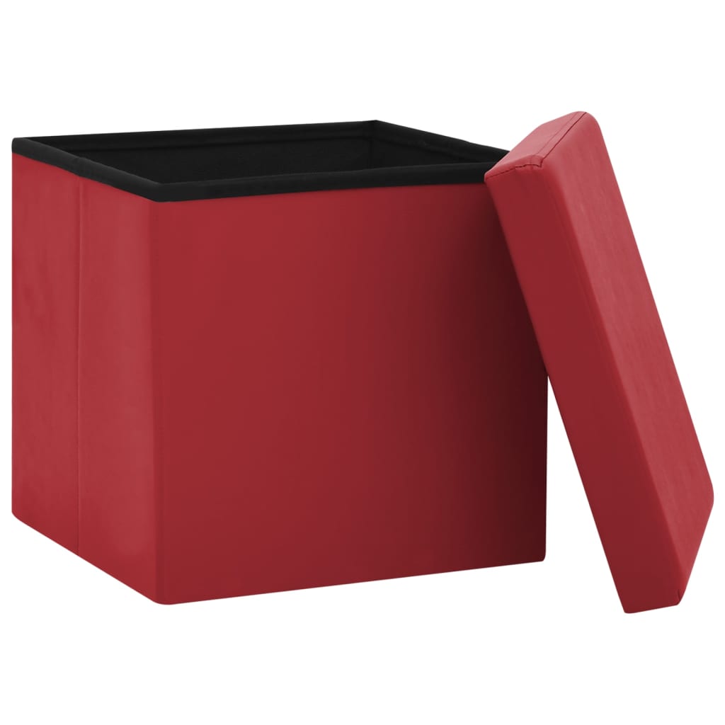 Tabouret de rangement pliable Rouge bordeaux PVC - XIOS