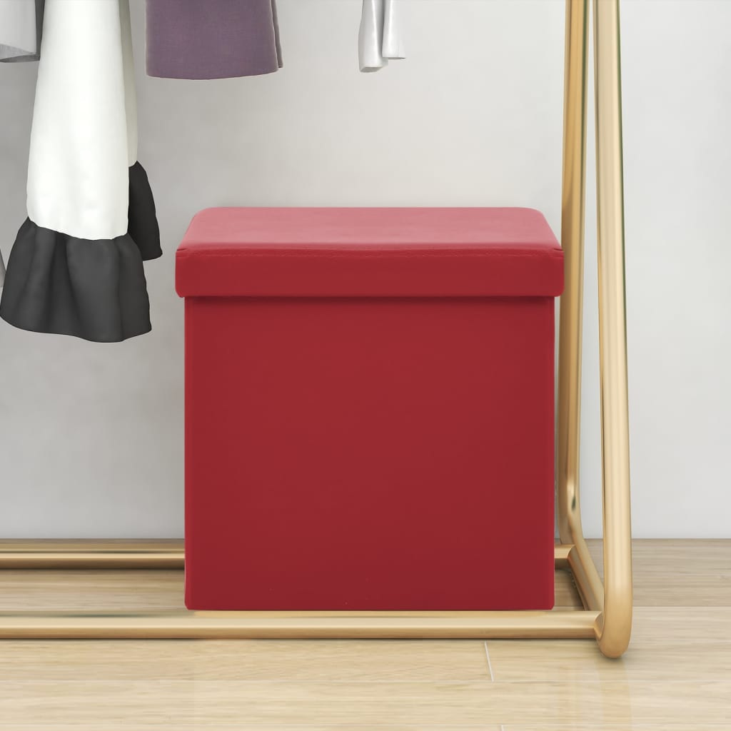 Tabouret de rangement pliable Rouge bordeaux PVC - XIOS