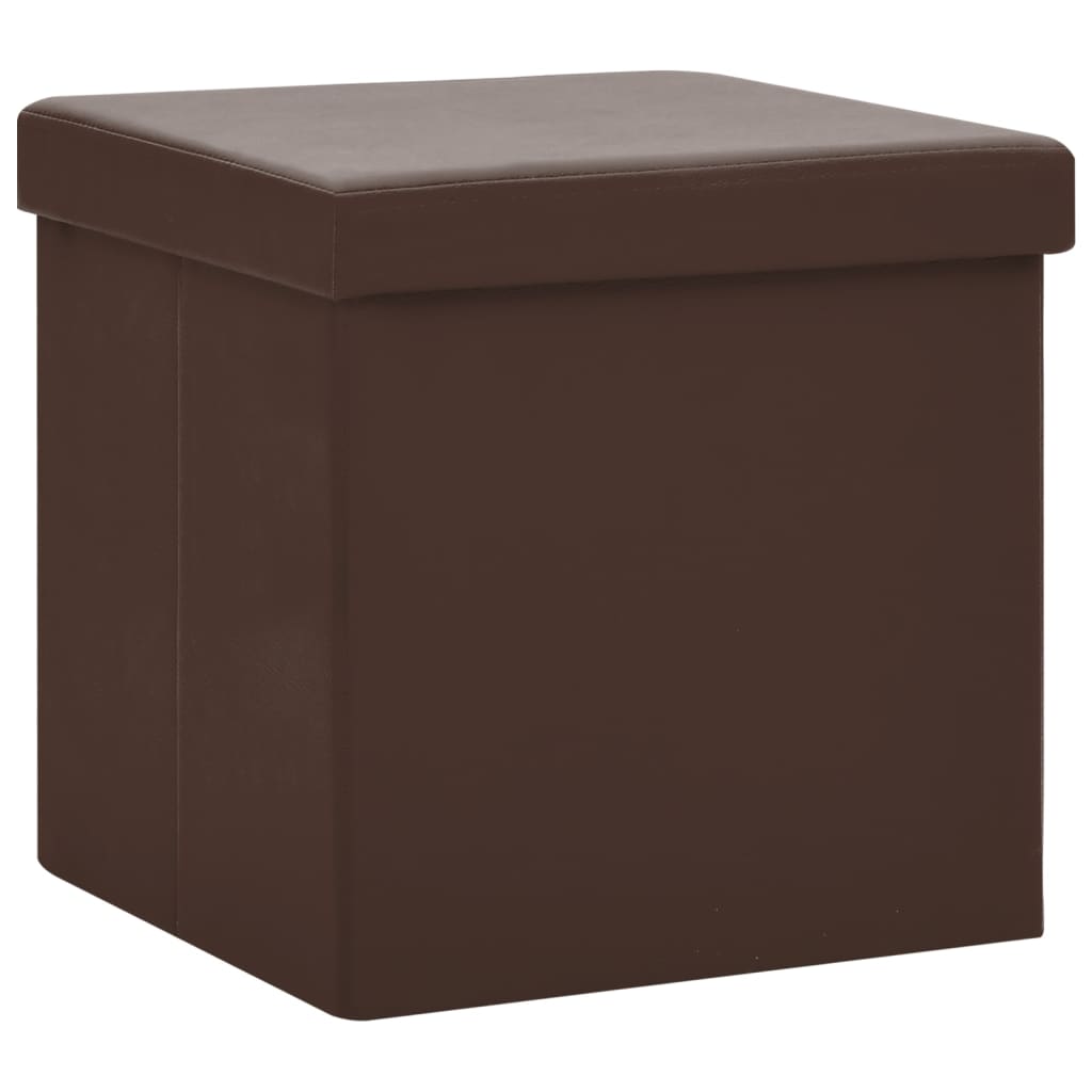 Tabourets de rangement pliables lot de 2 marron PVC - XIOS