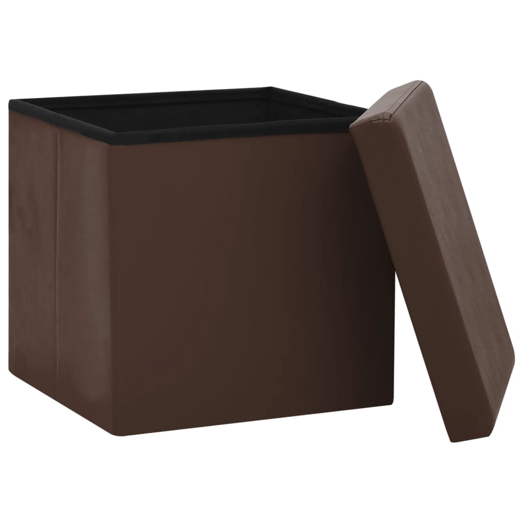 Tabourets de rangement pliables lot de 2 marron PVC - XIOS