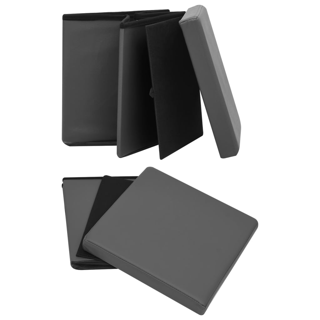 Tabourets de rangement pliables lot de 2 gris PVC - XIOS