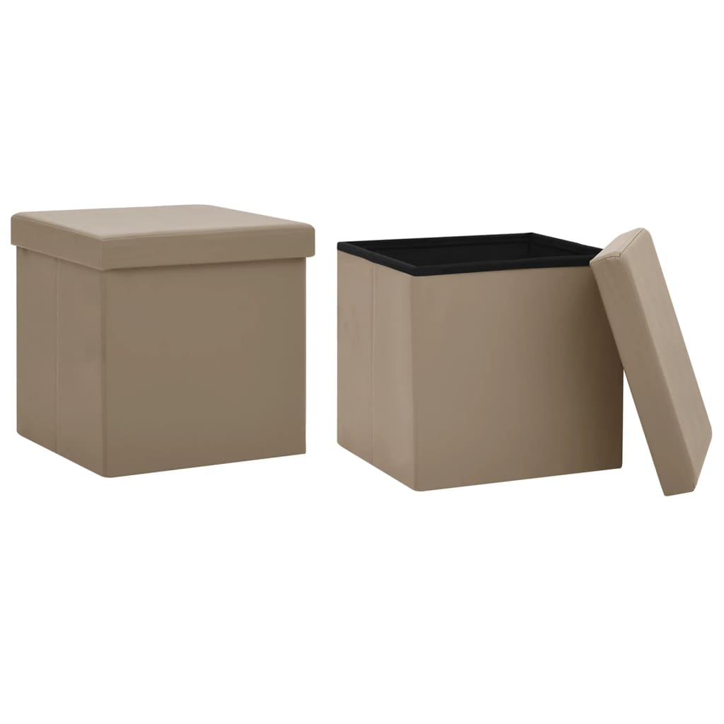 Tabourets de rangement pliables lot de 2 cappuccino PVC - XIOS