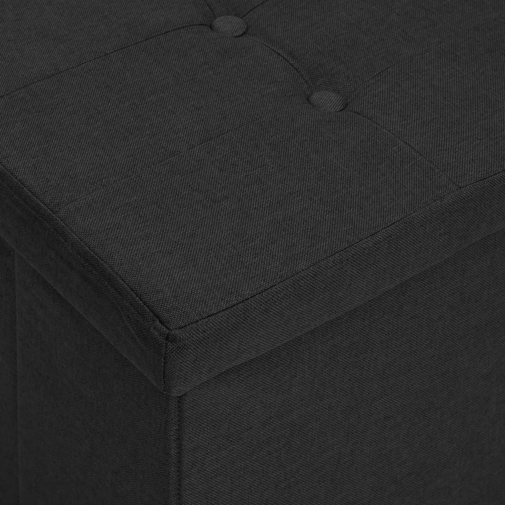 Banc de rangement pliable Noir Faux lin