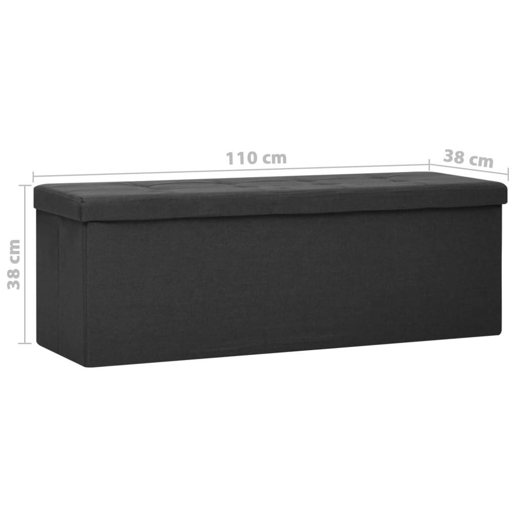 Banc de rangement pliable Noir Faux lin - XIOS