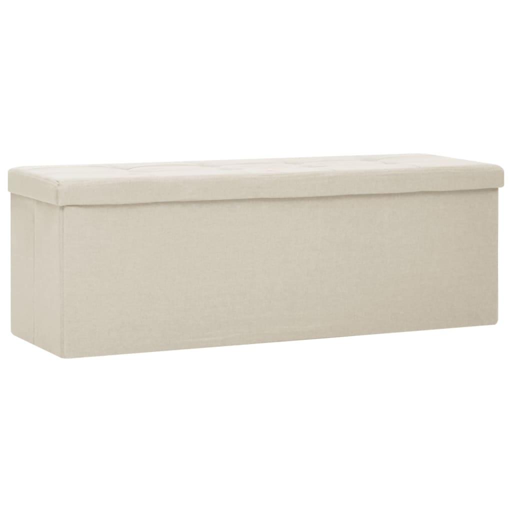 Banc de rangement pliable Blanc crème Faux lin - XIOS