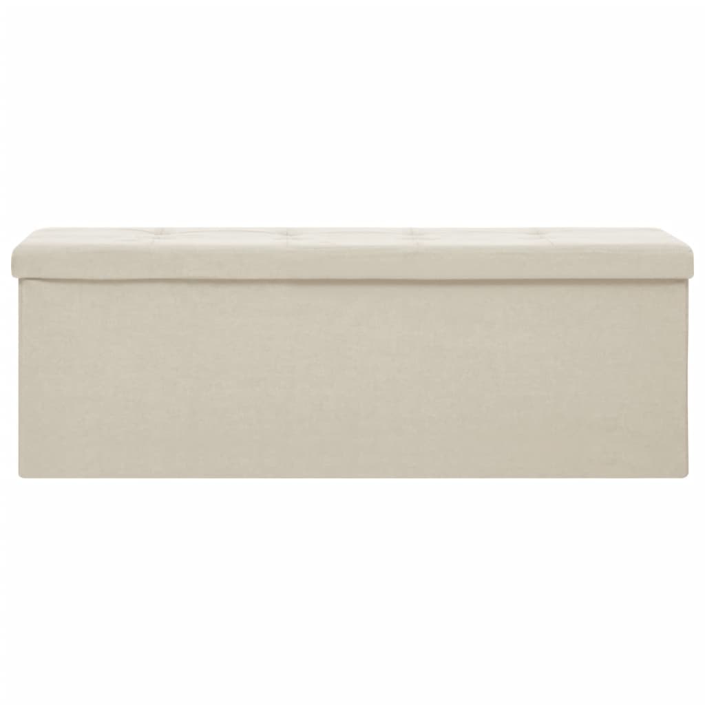 Banc de rangement pliable Blanc crème Faux lin