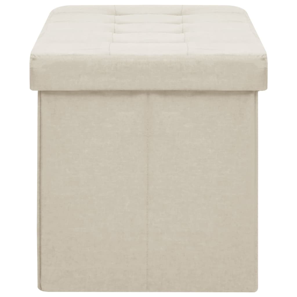 Banc de rangement pliable Blanc crème Faux lin