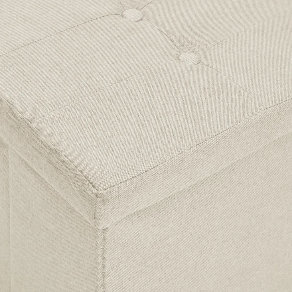 Banc de rangement pliable Blanc crème Faux lin