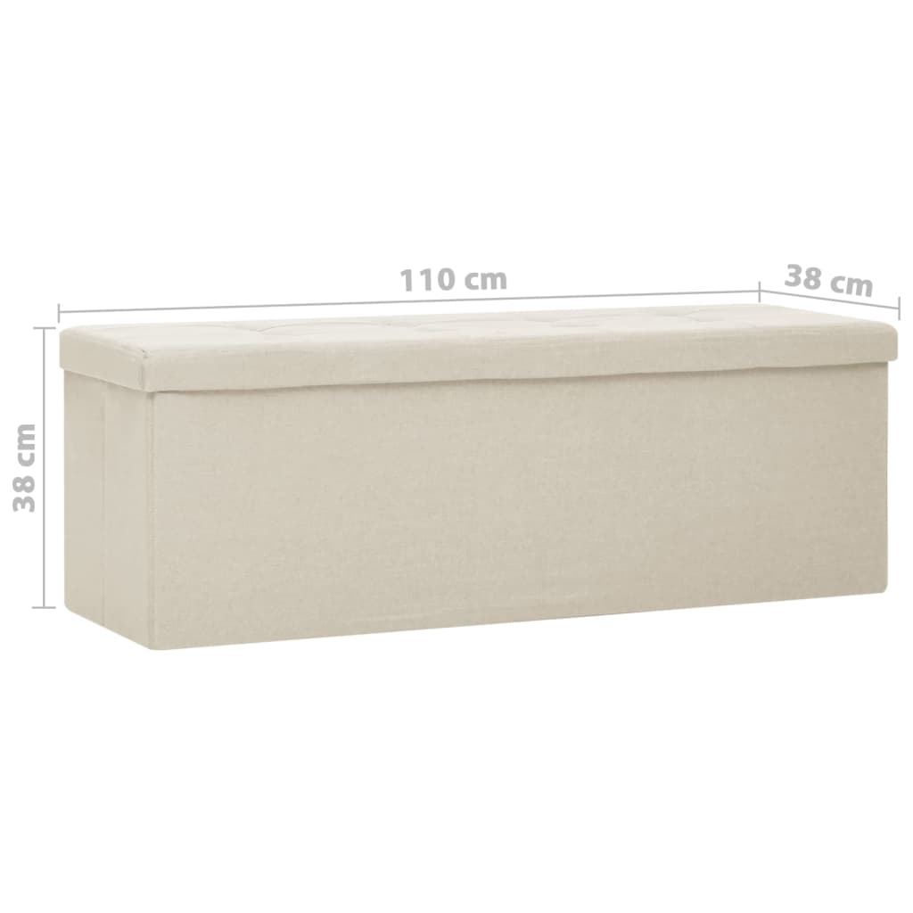 Banc de rangement pliable Blanc crème Faux lin