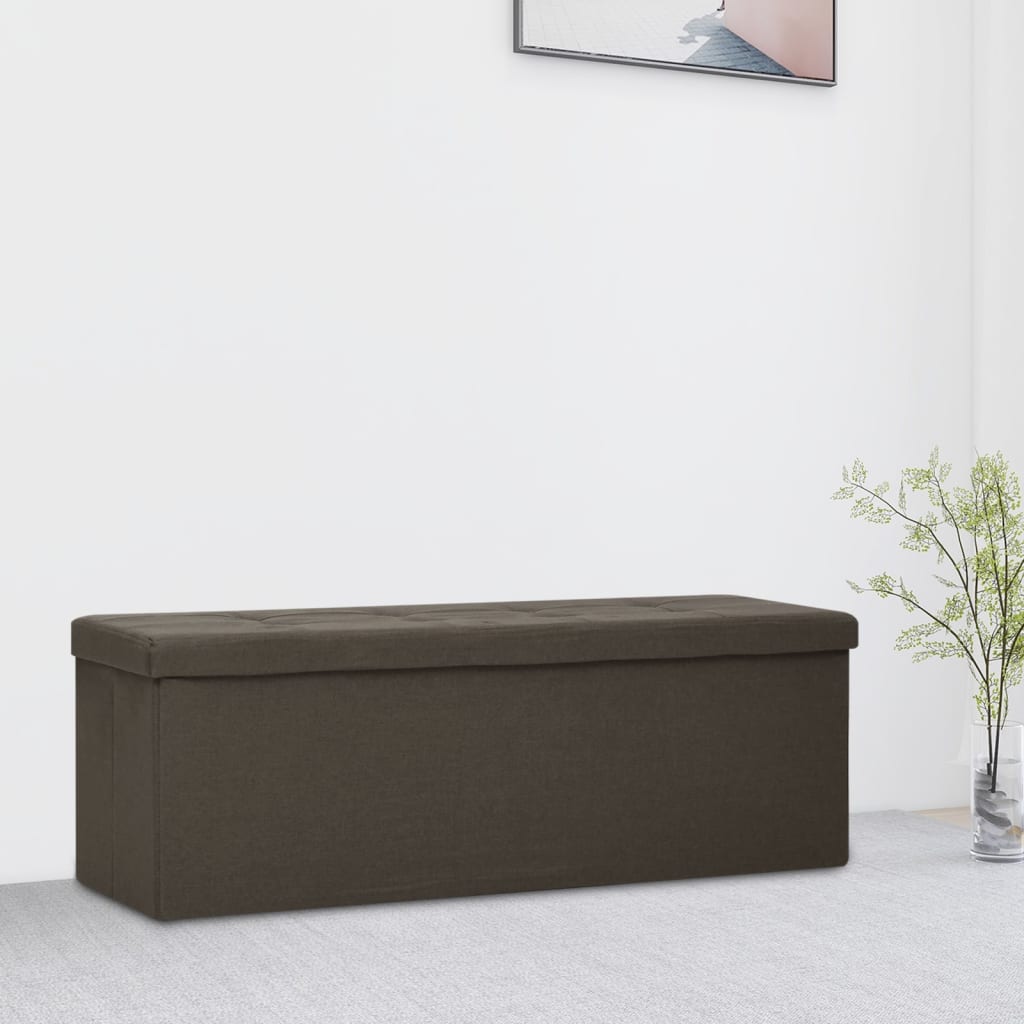 Banc de rangement pliable Marron foncé Faux lin - XIOS