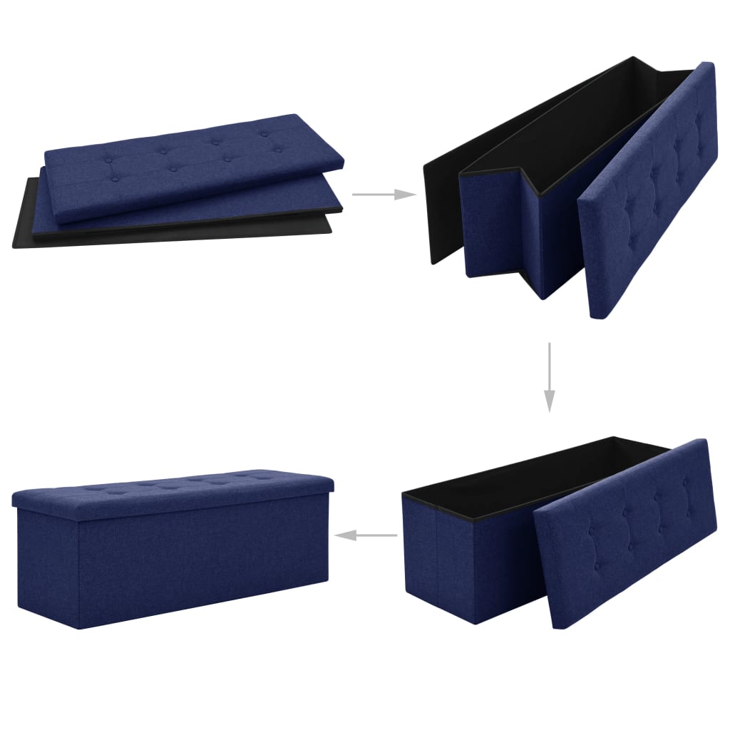 Banc de rangement pliable Bleu Faux lin - XIOS