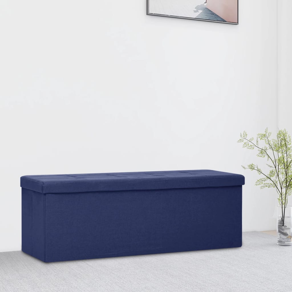 Banc de rangement pliable Bleu Faux lin - XIOS