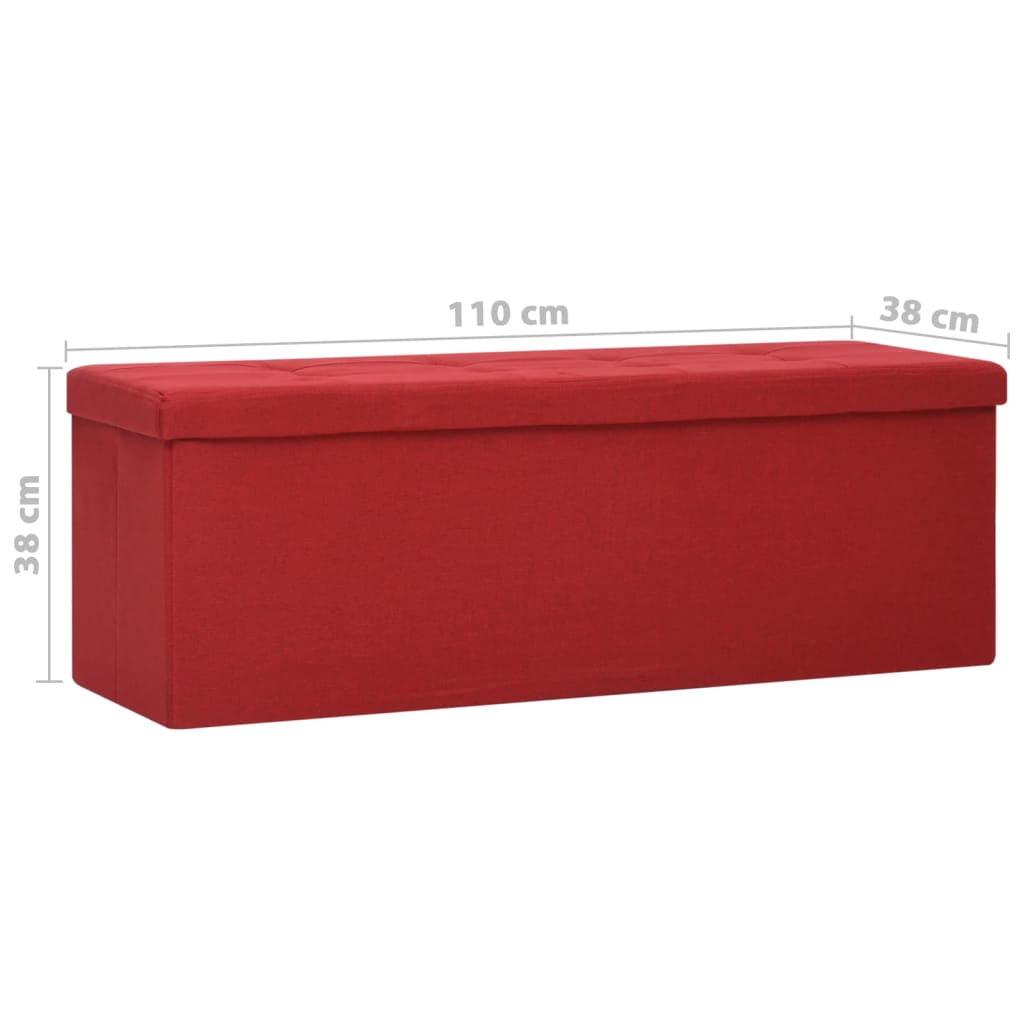 Banc de rangement pliable Rouge bordeaux Faux lin - XIOS