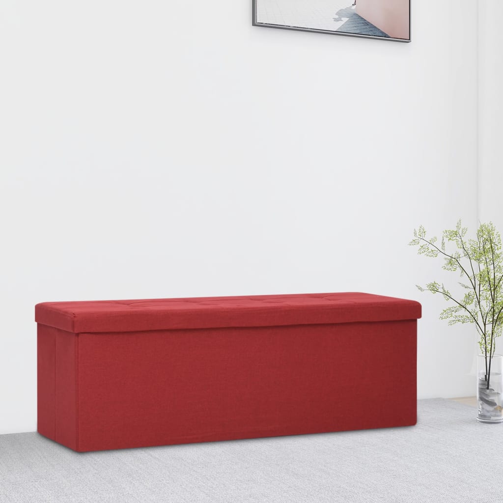 Banc de rangement pliable Rouge bordeaux Faux lin - XIOS