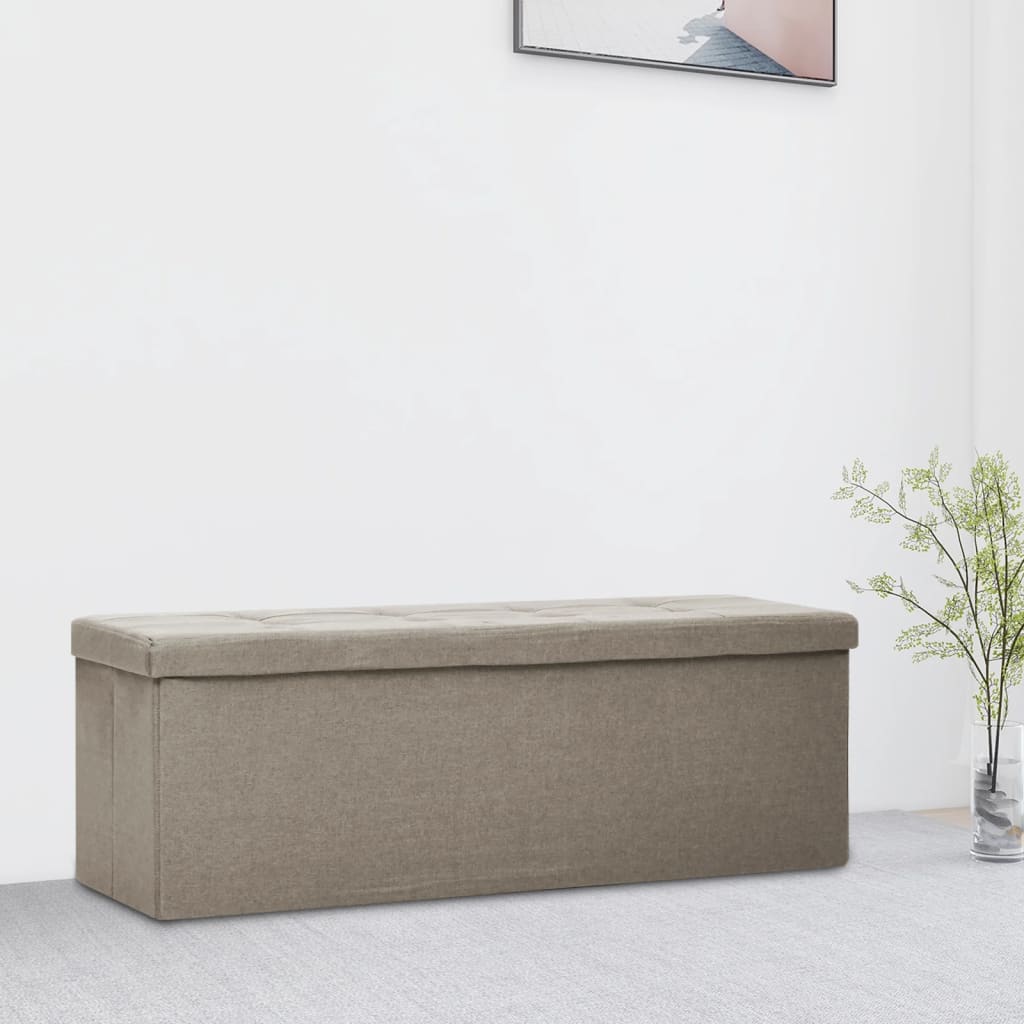 Banc de rangement pliable Taupe Faux lin - XIOS