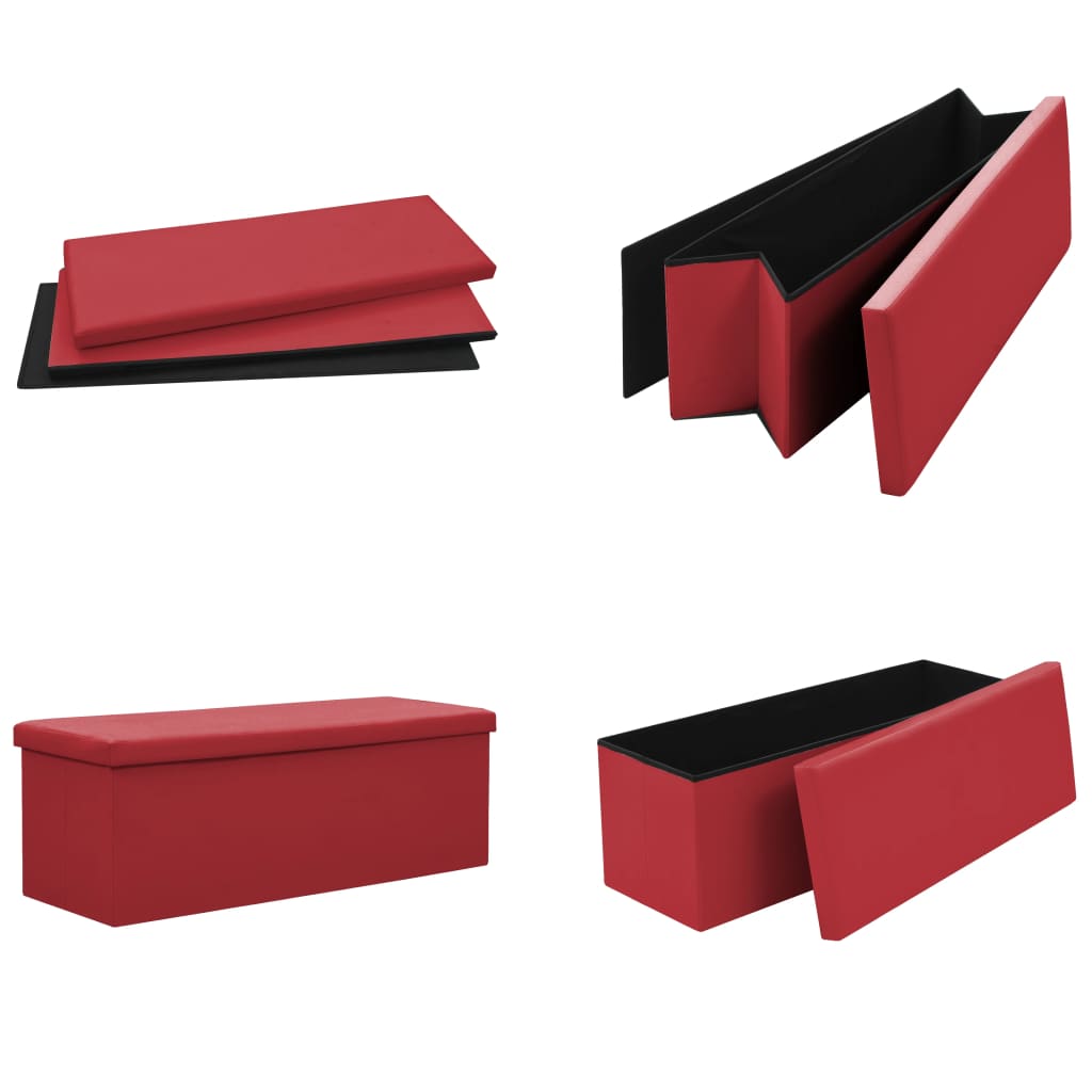 Banc de rangement pliable Rouge bordeaux PVC - XIOS