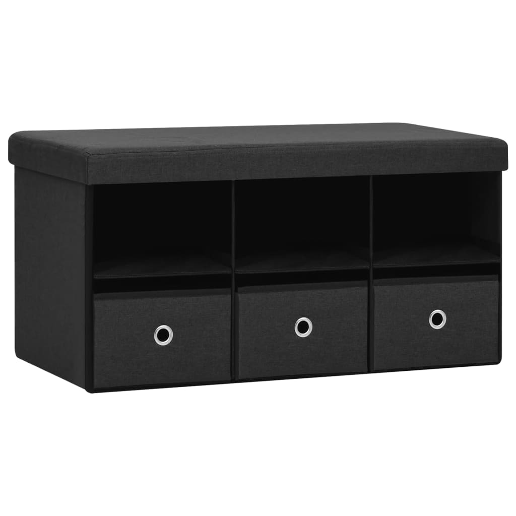 Banc de rangement pliable Noir 76x38x38 cm Faux lin - XIOS