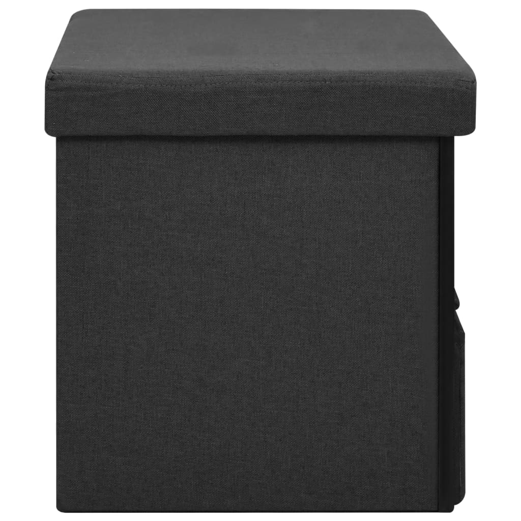 Banc de rangement pliable Noir 76x38x38 cm Faux lin - XIOS