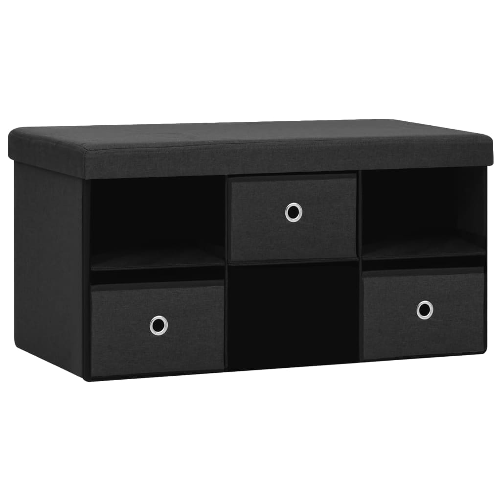 Banc de rangement pliable Noir 76x38x38 cm Faux lin - XIOS