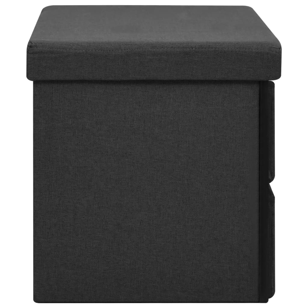 Banc de rangement pliable Noir 76x38x38 cm Faux lin - XIOS
