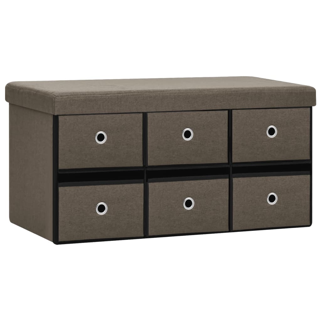 Banc de rangement pliable Marron 76x38x38 cm Faux lin - XIOS