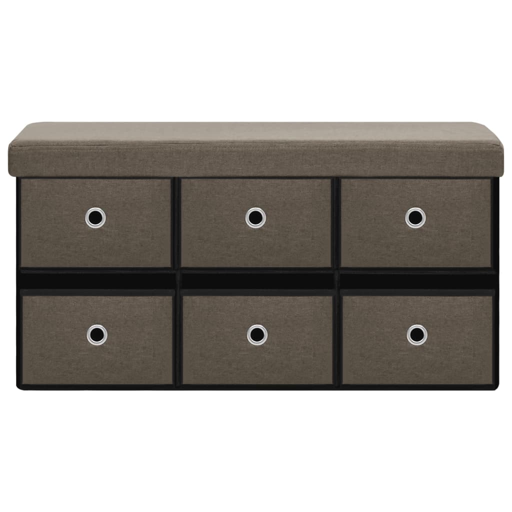 Banc de rangement pliable Marron 76x38x38 cm Faux lin - XIOS