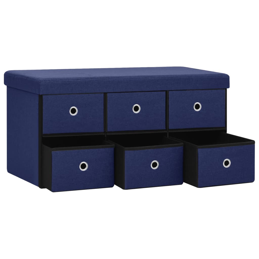 Banc de rangement pliable Bleu 76x38x38 cm Faux lin - XIOS