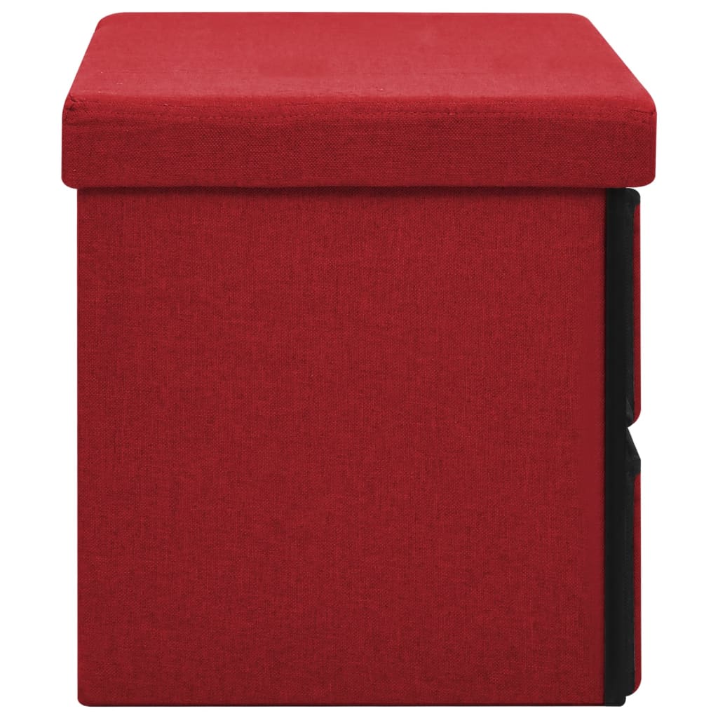 Banc de rangement pliable Bordeaux 76x38x38 cm Faux lin - XIOS