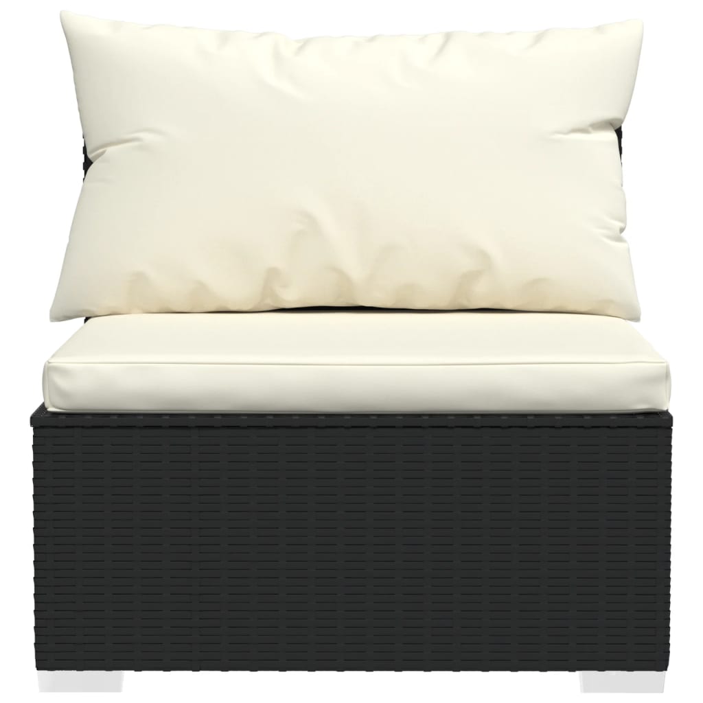 Salon de jardin 4 pcs avec coussins Noir Résine tressée