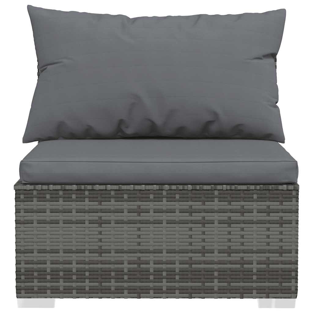 Salon de jardin 4 pcs avec coussins Gris Résine tressée