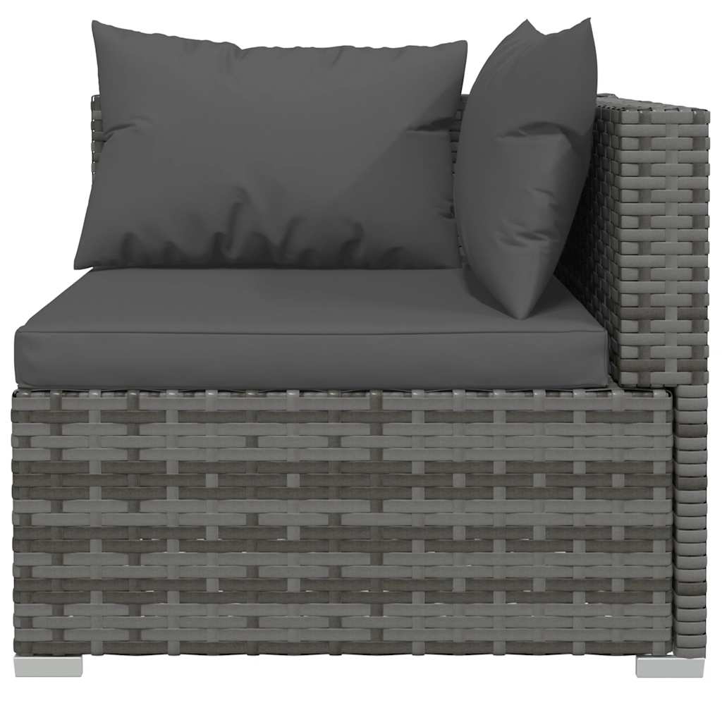 Salon de jardin 4 pcs avec coussins Gris Résine tressée