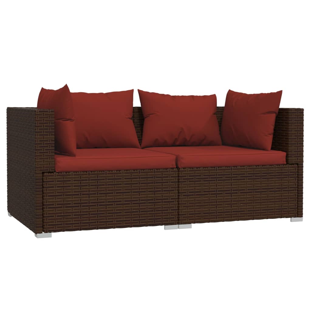 Salon de jardin 3 pcs avec coussins Marron Résine tressée - XIOS