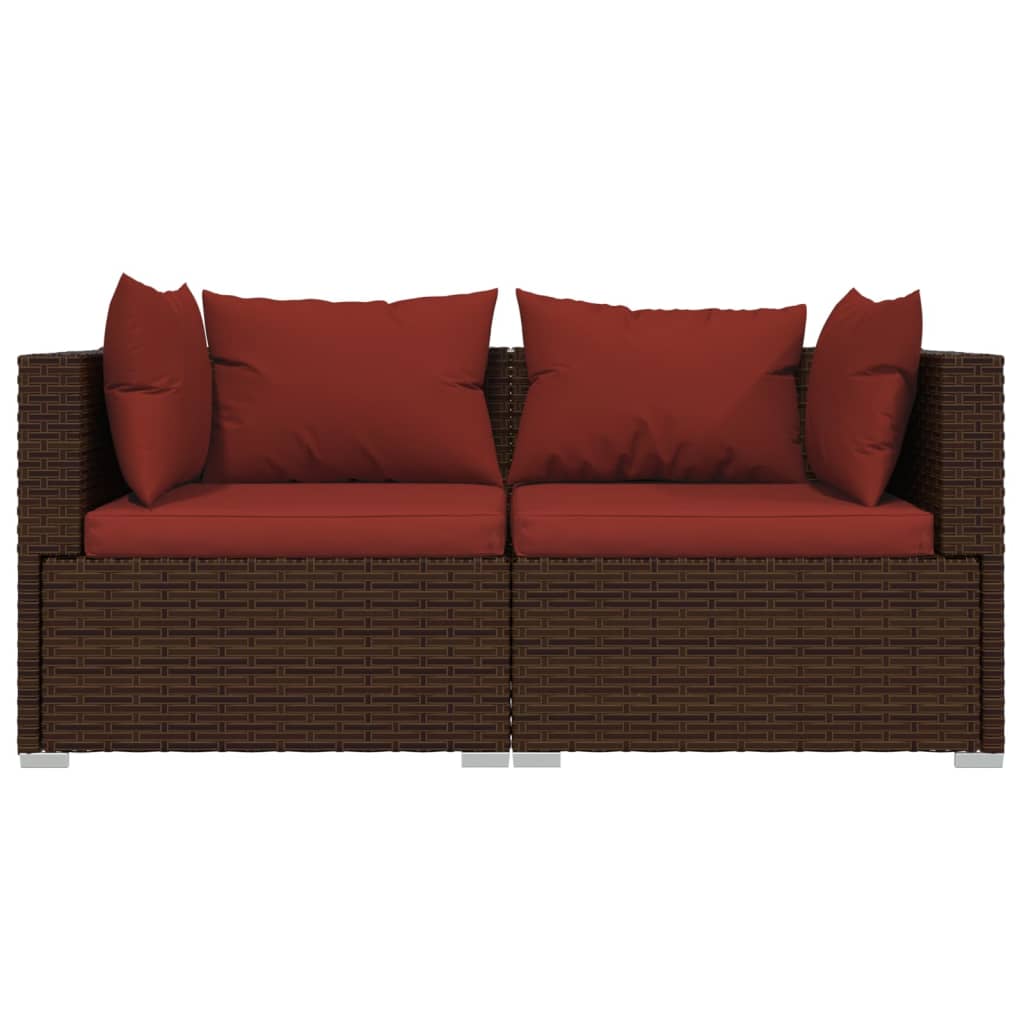 Salon de jardin 3 pcs avec coussins Marron Résine tressée - XIOS