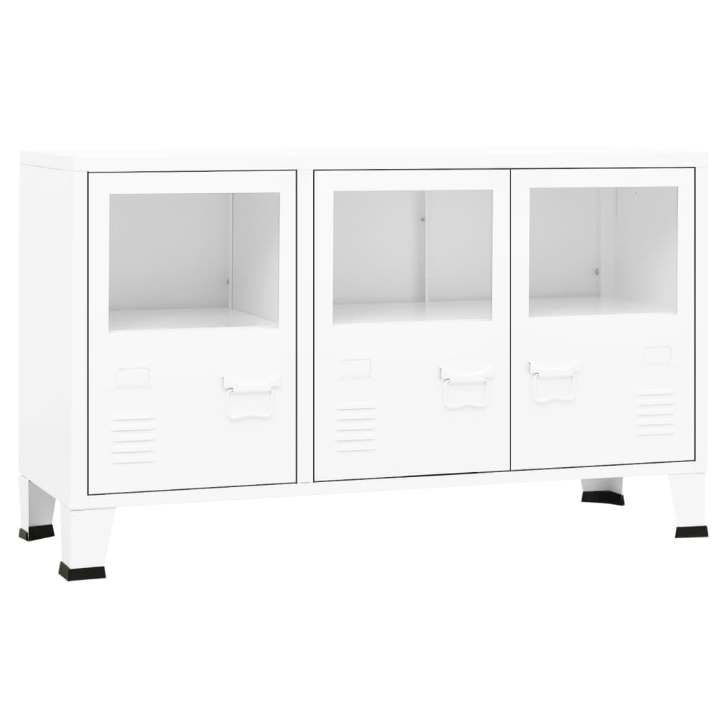 Buffet industriel Blanc 105x35x62 cm Métal et verre - XIOS