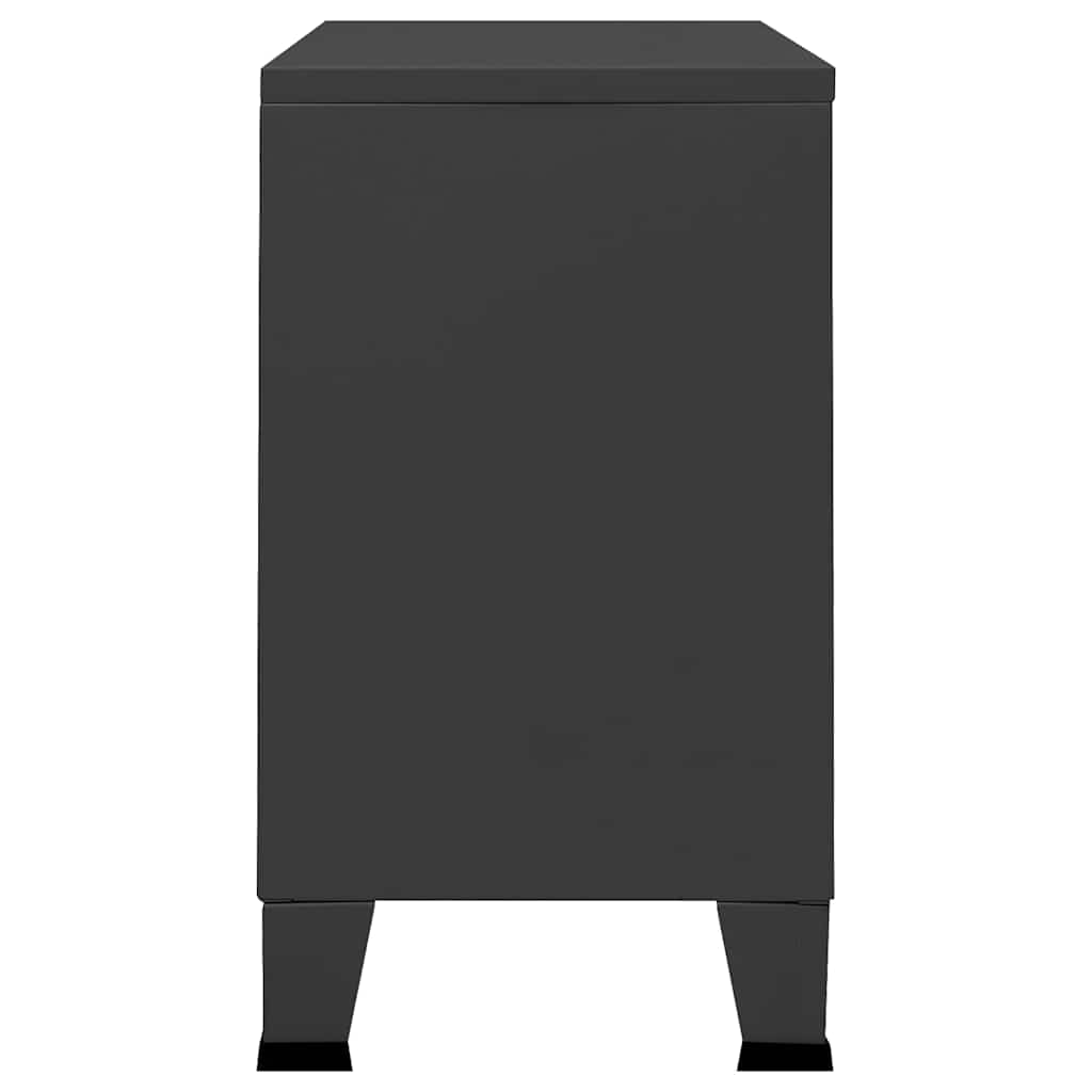 Buffet industriel Anthracite 105x35x62 cm Métal et verre